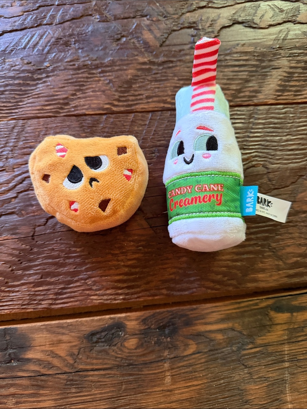 BARK Candy Cane Creamery Plush Dog Toy - White and Red